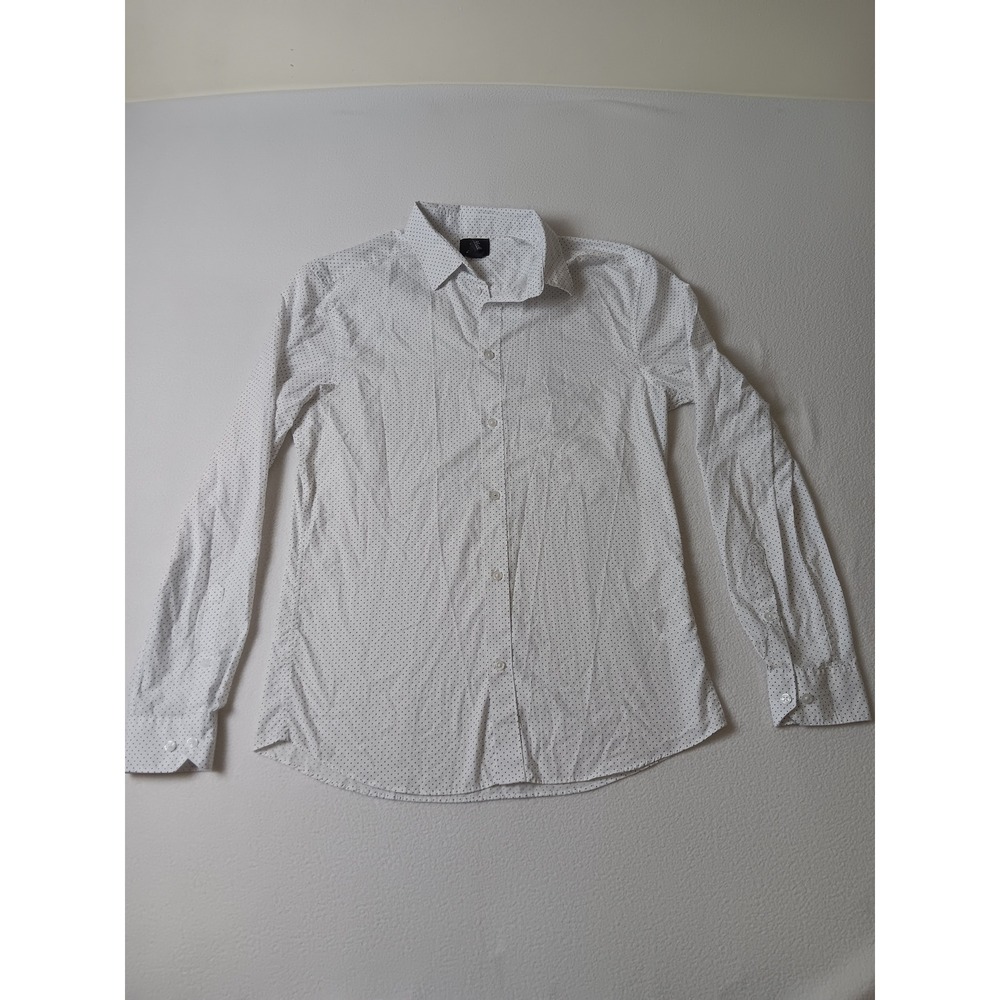 Armani Exchange Mens White Polka Dot Long Sleeve Button Down Dress Shirt Size M